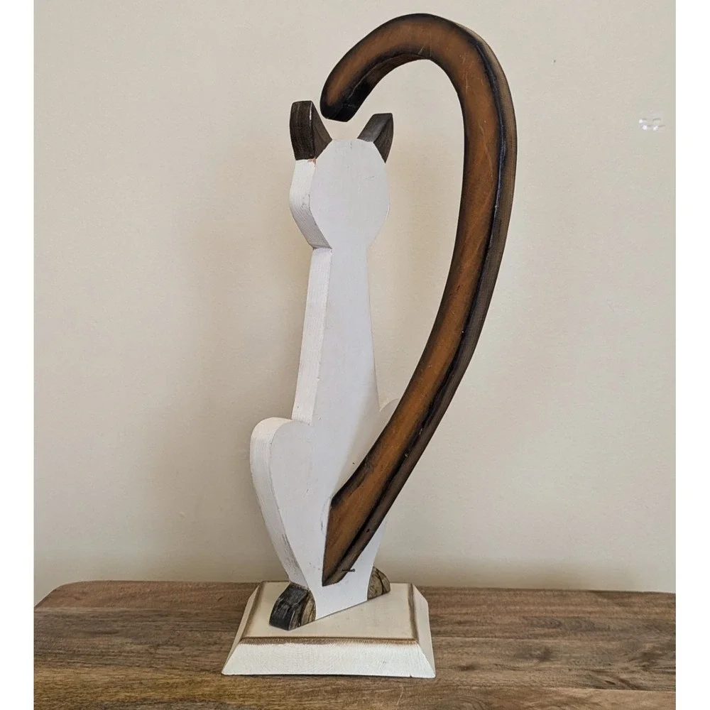 Vintage Siamese Cat Hand Painted Wood Cutout 17